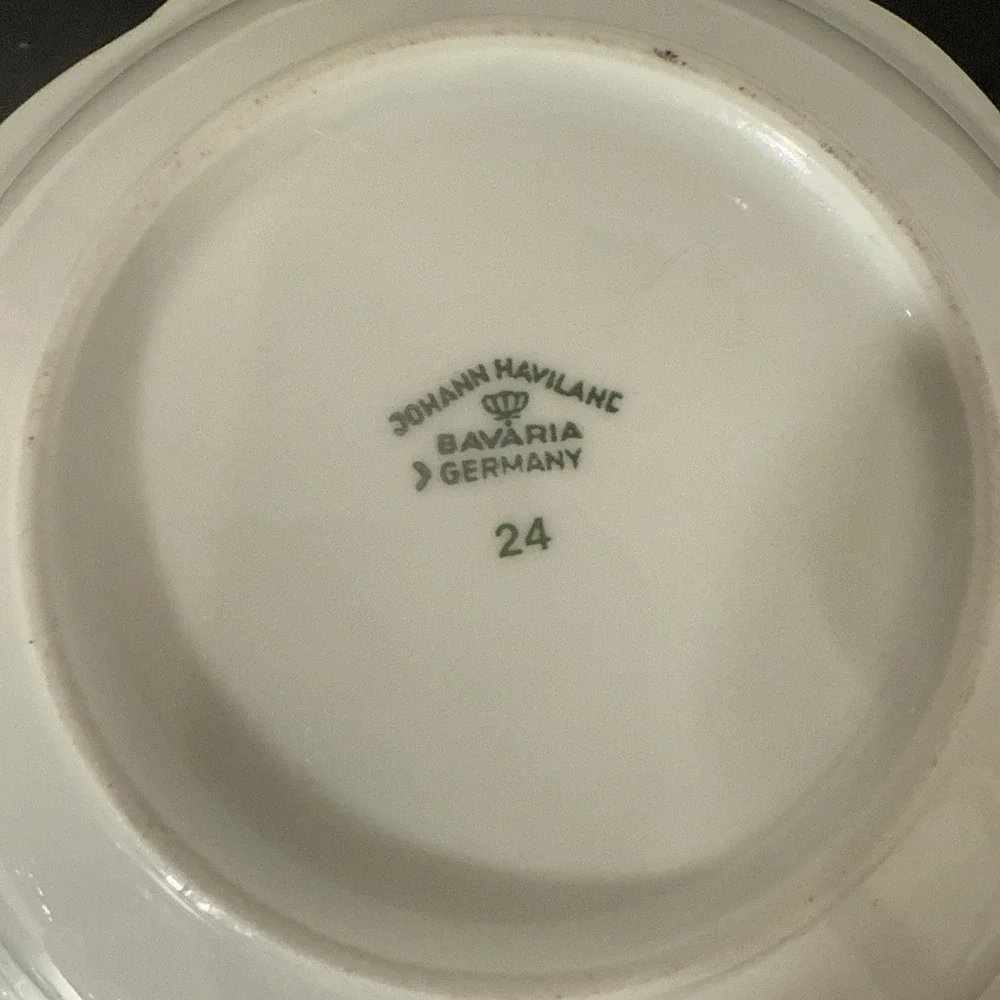 Johann Haviland‎ Blue Garland Flowers Scalloped Rim White Fruit / Dessert Bowl